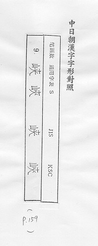 中日朝漢字字形對照 