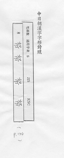 中日朝漢字字形對照 