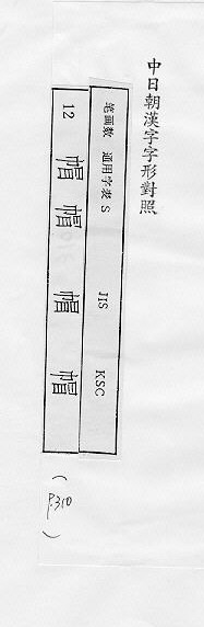 中日朝漢字字形對照 