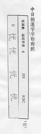 中日朝漢字字形對照 