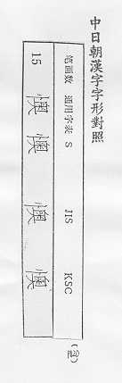 中日朝漢字字形對照 