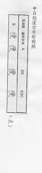 中日朝漢字字形對照 