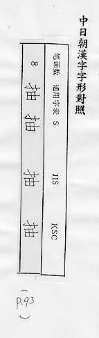 中日朝漢字字形對照 