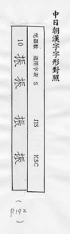 中日朝漢字字形對照 