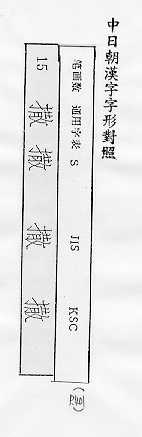 中日朝漢字字形對照 