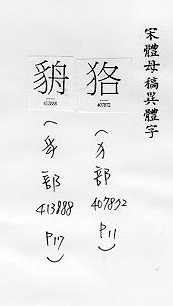 宋體母稿異體字 