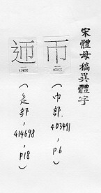 宋體母稿異體字 