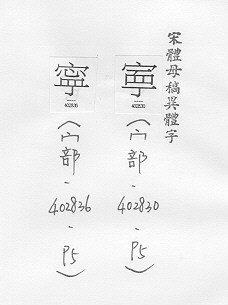 宋體母稿異體字 