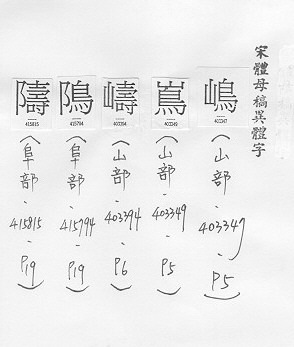 宋體母稿異體字 